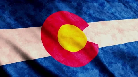 Colorado State Flags waving in the wind grunge version Stock Footage 236430538