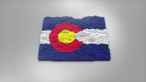 Colorado State Map with Flag Intro Background Stock Footage 315165434