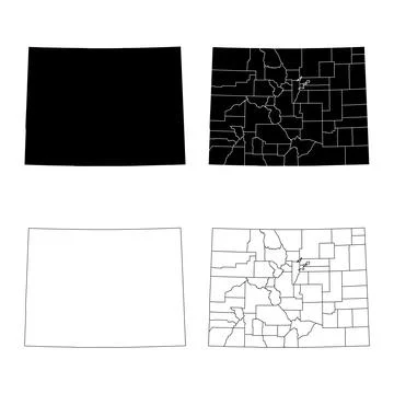 Colorado State Outline and Solid Fill Map Set. 스톡 일러스트