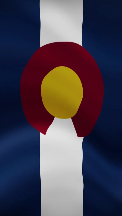 Colorado State Waving Flag in Vertical Orientation – Realistic Loop Animation Stock Footage 294948756