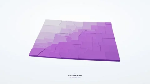 Colorado USA 3D isometric state map with county borders rotating on a clean Stock Footage 340404507