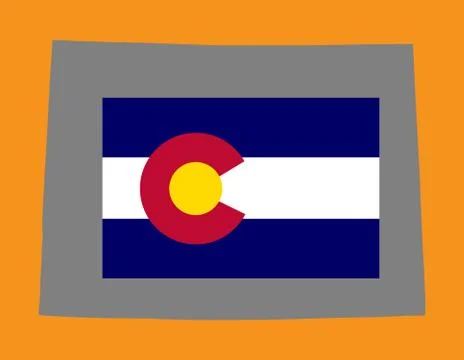 Colorado vector flag on vector map isolated over background Ilustração Stock