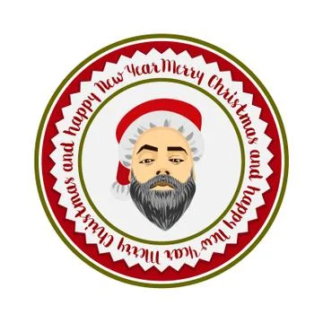 Colorec flat logo daring hipster Santa Claus Stock Illustration