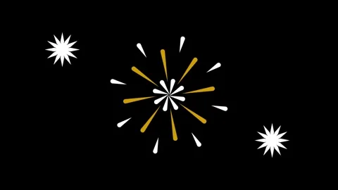 Colored 2d drawn salute. Fx cartoon firework element.Transparent background.. Stock Footage 309983824