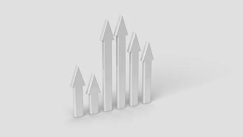 Colored 3D graphic style arrows on the white backdrop, left view Stock Illustration
