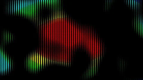 Colored 3D rendering background of red, yellow, green, blue dots on black Stock Illustration