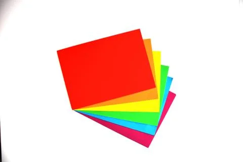 Colored a4 sheets on white background red color Foto stock