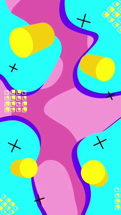 Colored abstract background with 3D elements. Loop. Stock Footage 247585434