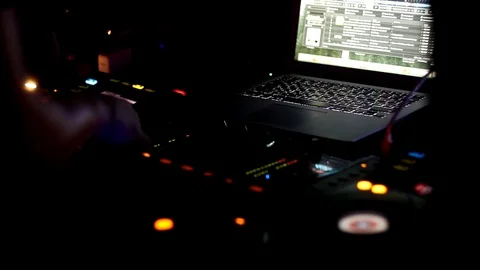 Colored Abstract Blurred Light Background in the night club Stock Footage 71830940
