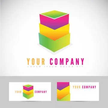 Colored abstract box stack logo Stock Illustration
