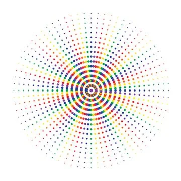 Colored abstract circle with halftone dots effect. Vector illustration. Stock Illustration