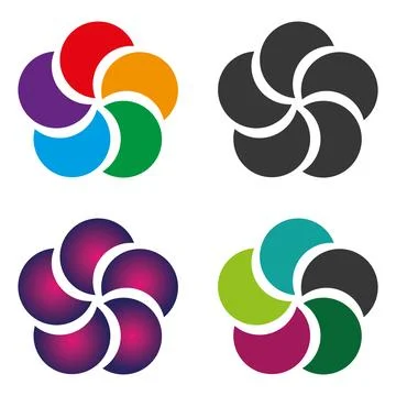 Colored abstract circle symbol Five color circles infographic elements template. イラスト素材