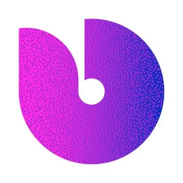 Colored abstract circular logo form of dots and blue-red gradient. Neon graph 스톡 일러스트