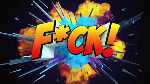 Colored abstract explosion with label F*CK! in 4K Stock Footage 142449099