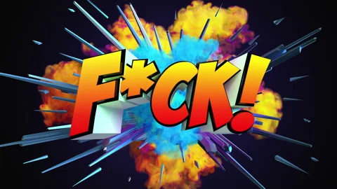 Colored abstract explosion with label F*CK! in 4K Stock Footage 142462801
