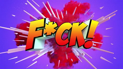 Colored abstract explosion with label F*CK! in 4K Stock Footage 142465801