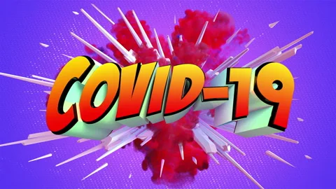 Colored abstract explosion with message Covid-19 in 4K Stock Footage 142432041