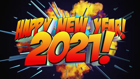 Colored abstract explosion with message Happy New Year 2021! in 4K 스톡 동영상 142487125