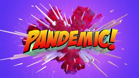 Colored abstract explosion with message Pandemic! in 4K Stock Footage 142485036