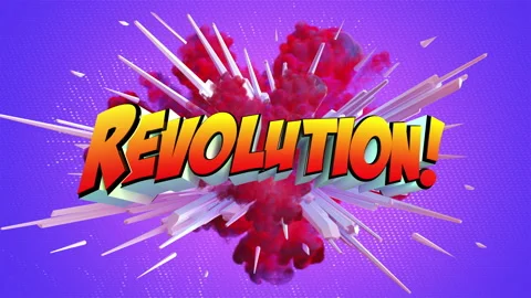 Colored abstract explosion with message Revolution! in 4K Stock Footage 142486569