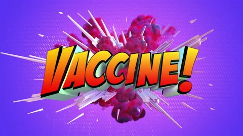 Colored abstract explosion with message Vaccine! in 4K Video stock 142488352