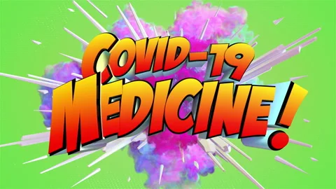 Colored abstract explosion with text Covid-19 Medicine! in 4K Stockbeeldmateriaal 142428464