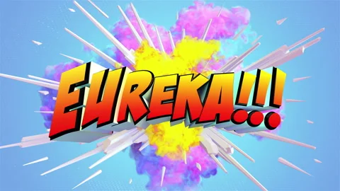 Colored abstract explosion with text Eureka! in 4K Видео 142445684