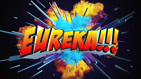 Colored abstract explosion with text Eureka! in 4K Stock Footage 142447994