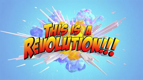 Colored abstract explosion with text This Is A Revolution!!! in 4K Video stock 142486695