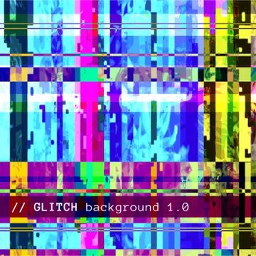 Colored abstract glitch art design background. Stock Illustration