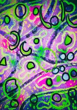 Colored abstract pattern with scribbles of the eighties: pink, green, black, Stock Illustration