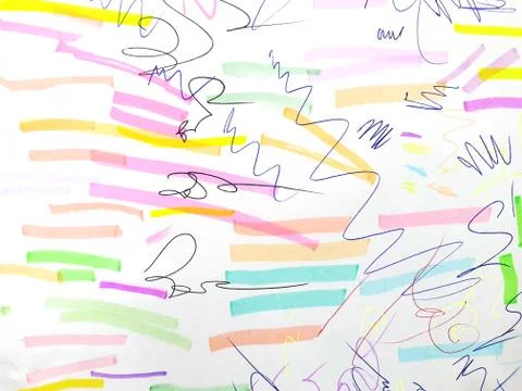 Colored abstract Scribble by Pen, lines by Ink. 写真素材