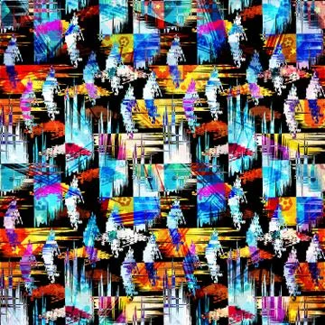 Colored abstract seamless pattern in graffiti style. Quality vector illustrat Stock Illustration
