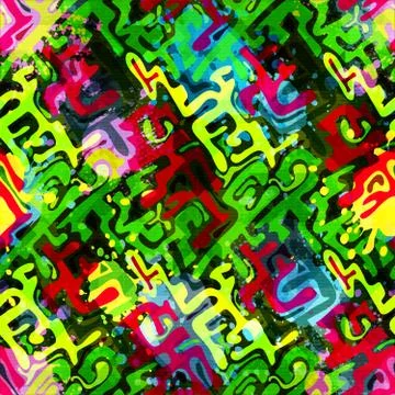 Colored abstract seamless pattern in graffiti style. Quality vector illustrat Stock Illustration