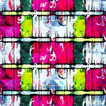 Colored abstract seamless pattern in graffiti style. Quality vector illustrat Stock Illustration