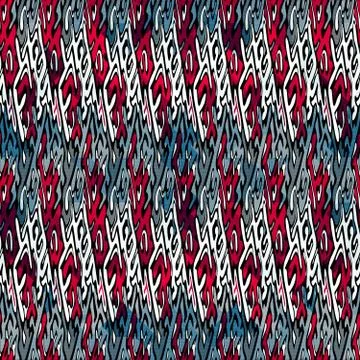 Colored abstract seamless pattern in graffiti style. Quality vector illustrat Stock Illustration