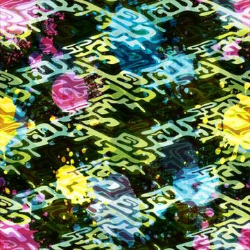 Colored abstract seamless pattern in graffiti style. Quality vector illustrat Stock Illustration