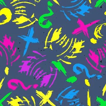 Colored abstract seamless pattern in graffiti style. Quality vector illustrat Stock Illustration