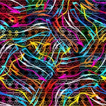 Colored abstract seamless pattern in graffiti style. Quality vector illustrat Stock Illustration