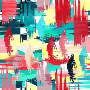 Colored abstract seamless pattern in graffiti style. Quality vector illustrat Stock Illustration