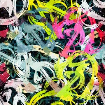 Colored abstract seamless pattern in graffiti style. Quality vector illustrat Stock Illustration