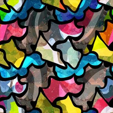 Colored abstract seamless pattern in graffiti style. Quality vector illustrat Stock Illustration