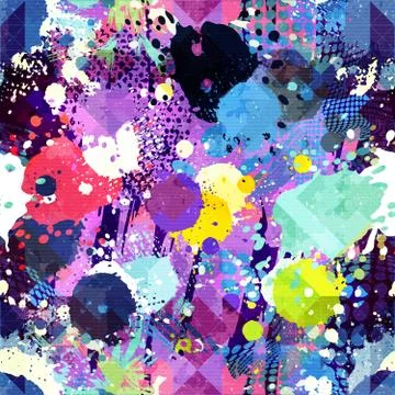 Colored abstract seamless pattern in graffiti style. Quality vector illustrat Stock Illustration