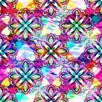 Colored abstract seamless pattern in graffiti style. Quality vector illustrat Stock Illustration