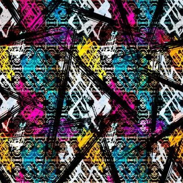 Colored abstract seamless pattern in graffiti style. Quality vector illustrat Stock Illustration