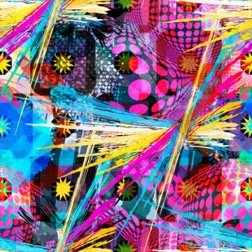 Colored abstract seamless pattern in graffiti style. Quality vector illustrat Stock Illustration