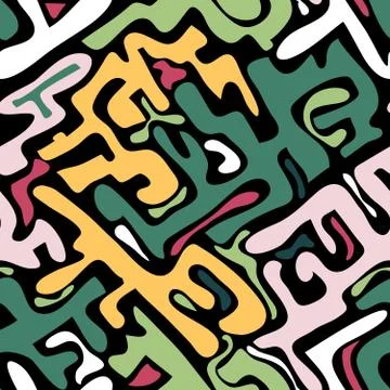 Colored abstract seamless pattern in graffiti style. Quality vector illustrat Stock Illustration
