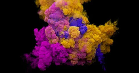 Colored abstract smoke explosion. Ink cloud isolated on black background Video stock 129264762