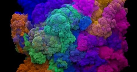 Colored abstract smoke explosion. Ink cloud isolated on black background Stock Footage 129607730