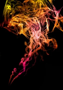 Colored abstract smoke isolated on black background. Stock-Fotos